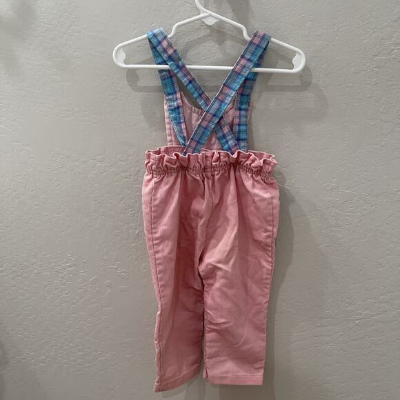 Health-Tex Vintage Pink Corduroy Plaid Overalls - Picture 9 of 9
